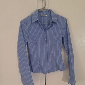 Princess Polly Light Blue Striped Shirt